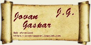 Jovan Gašpar vizit kartica